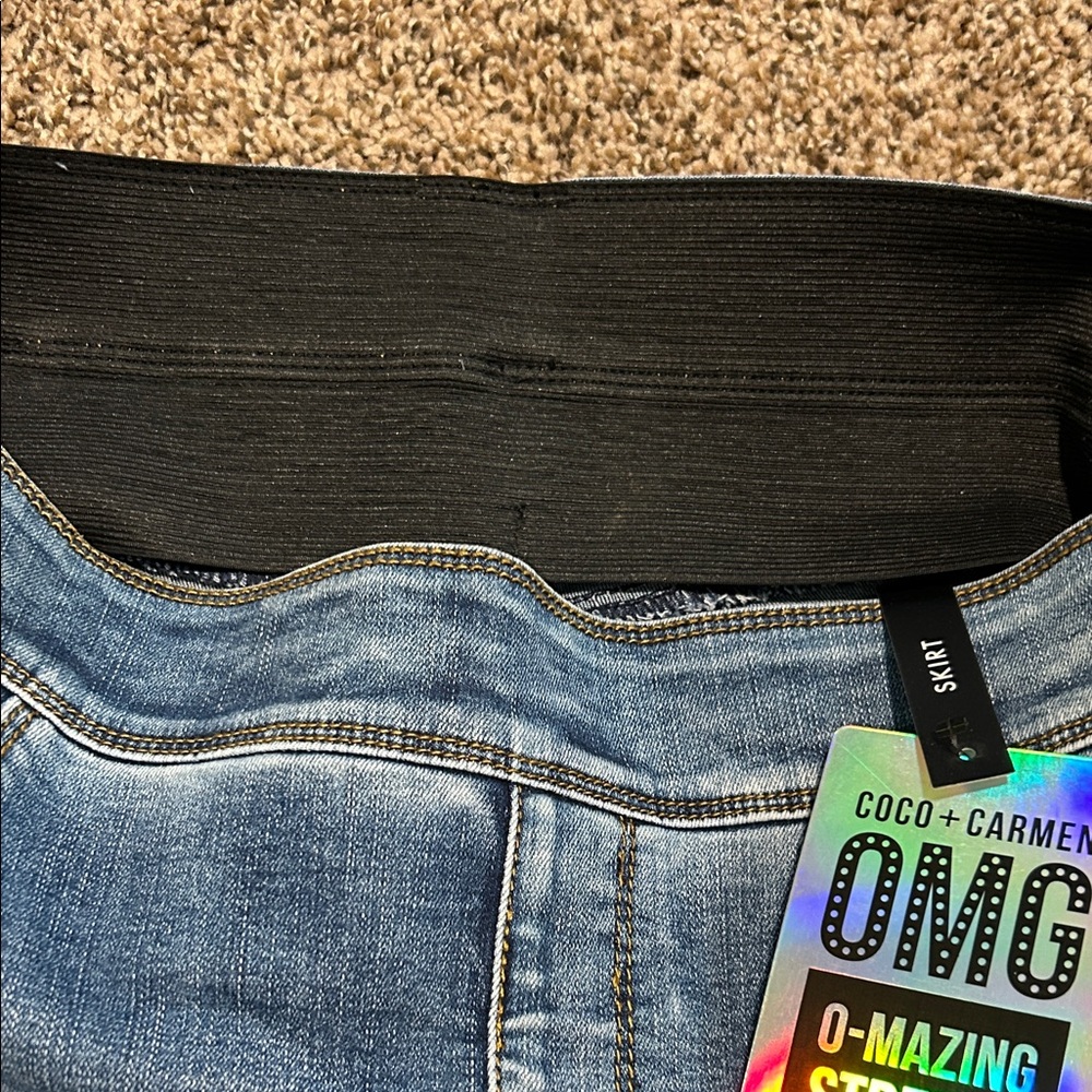NWT Coco + Carmen Blue Denim Midi Skirt - Picture 4 of 9